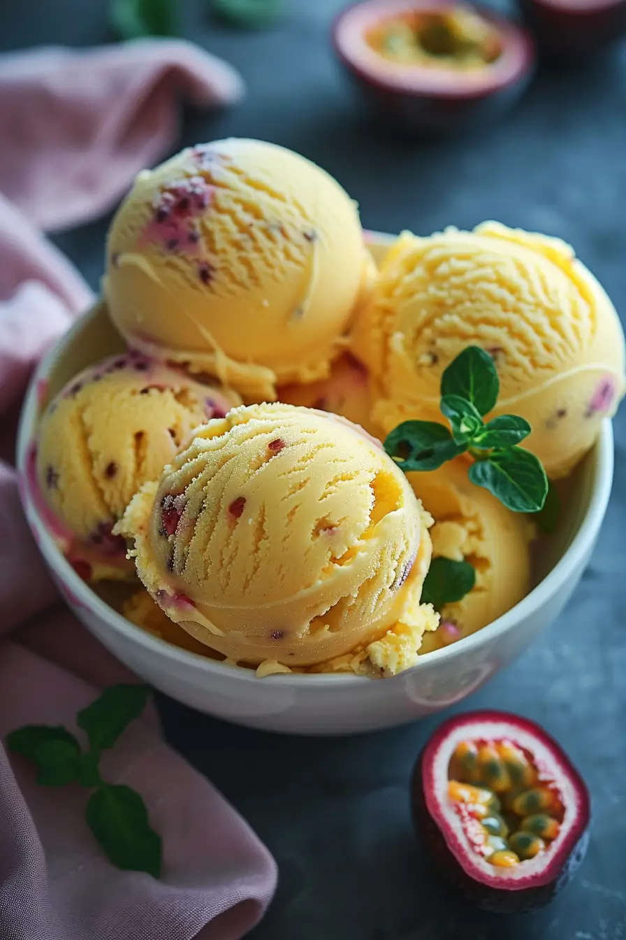 Homemade Passion Fruit Ice Cream