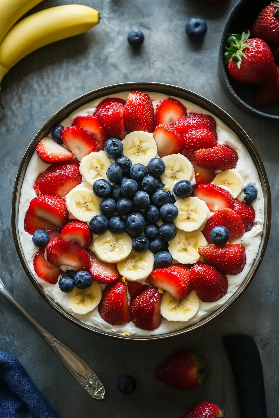 Red, White and Blue Cheesecake Salad