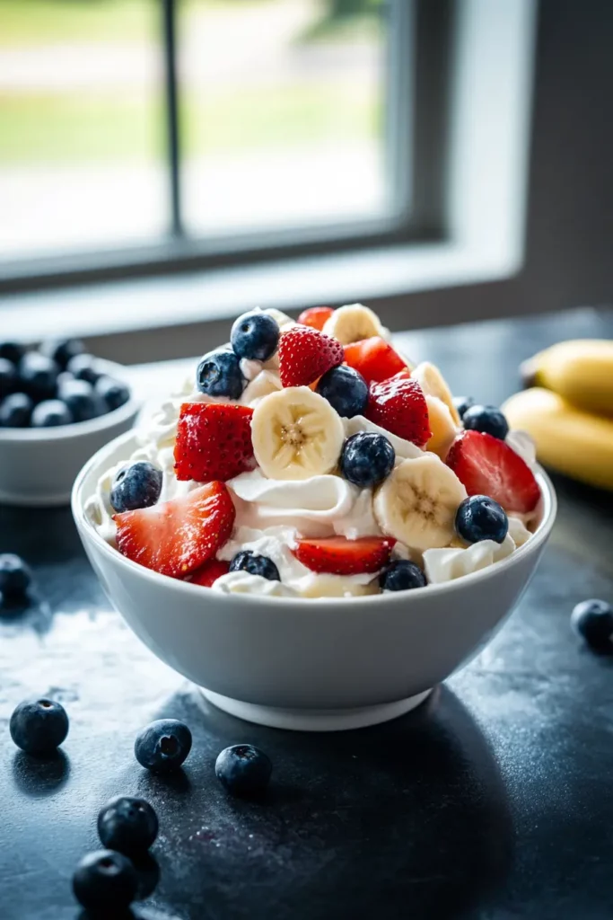 Red, White and Blue Cheesecake Salad