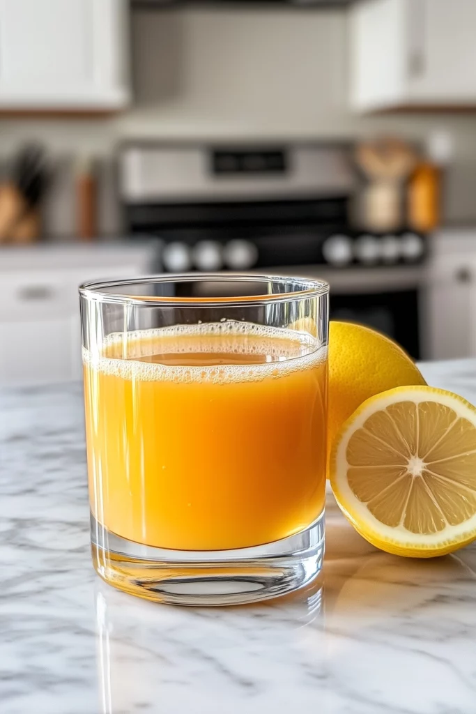 Bright detox drink made with fresh lemon and ginger, ideal for empty stomach mornings