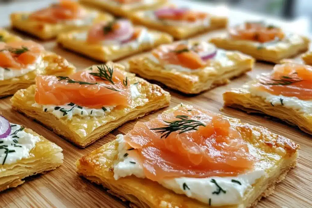 Christmas Smoked Salmon Puff Pastry Pizza Squares