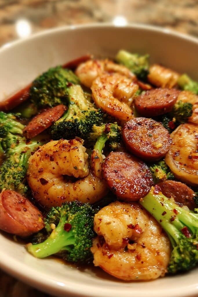 Shrimp & Sausage Stir-Fry with Broccoli