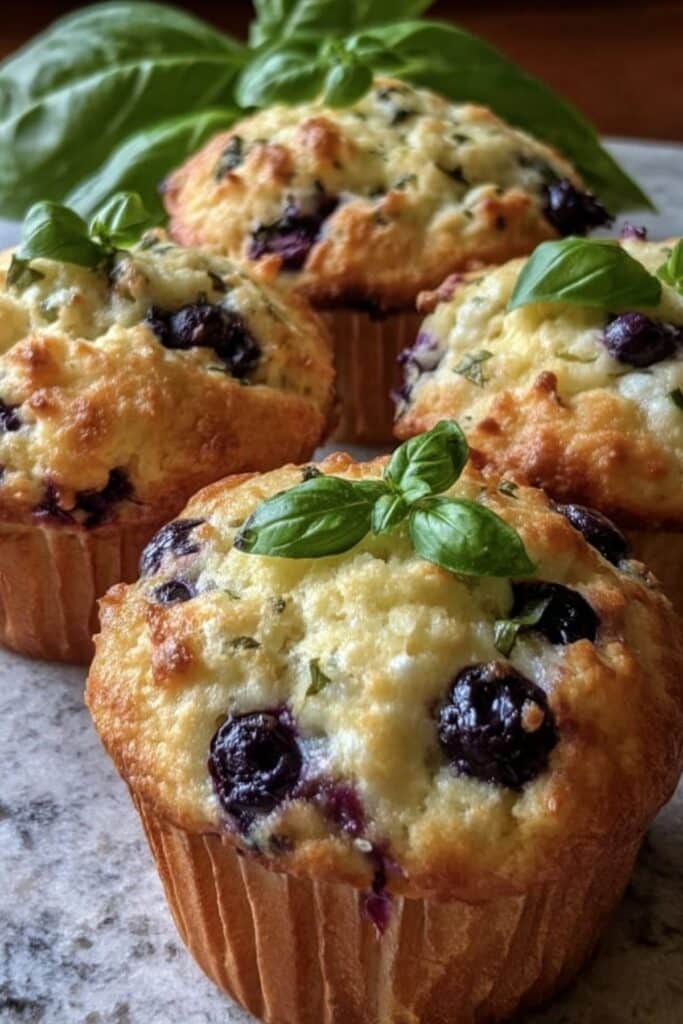 Blueberry Basil Ricotta Muffins