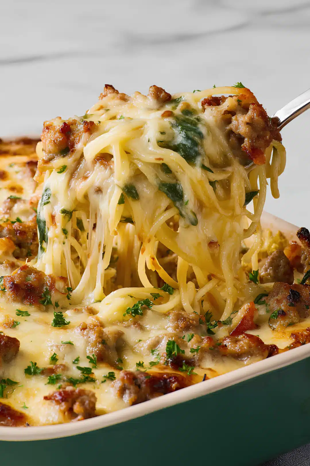 Cheesy baked spaghetti lift