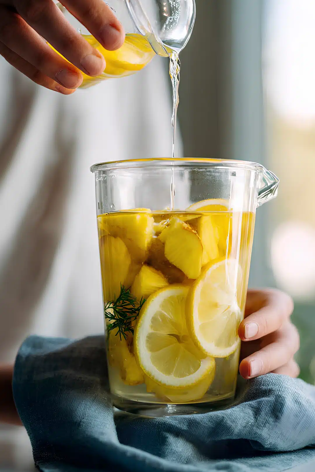 Detox water with lemon and pineapple