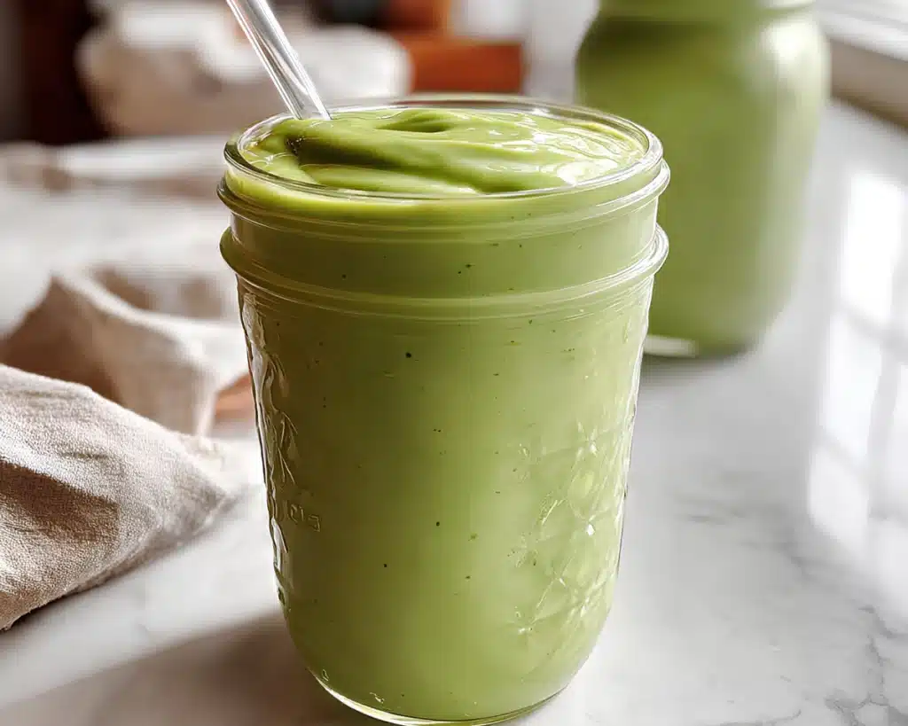 Green smoothie in mason jar