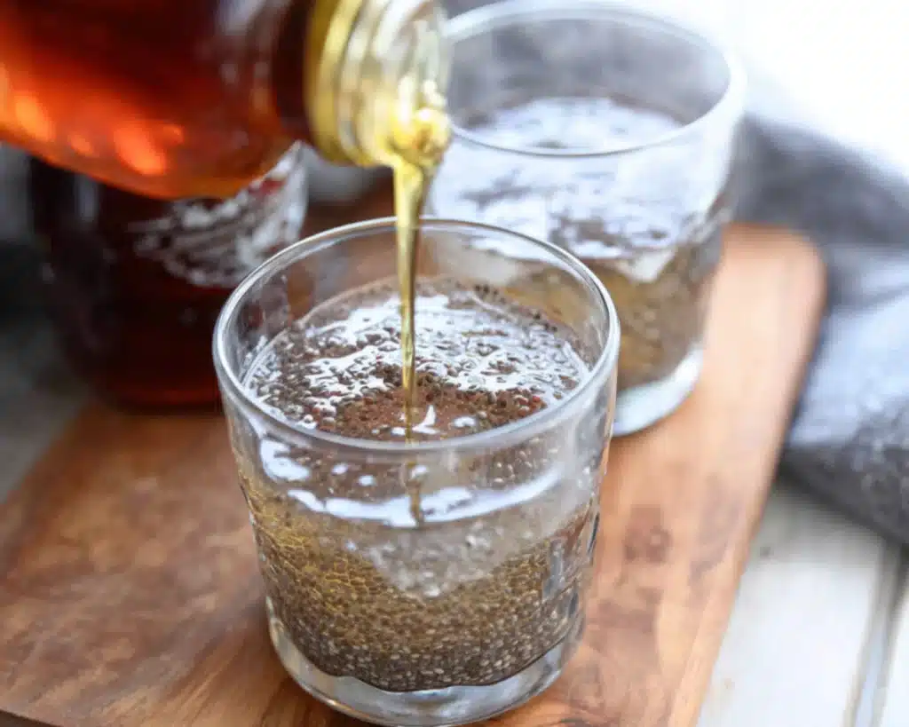 Honey poured into chia water