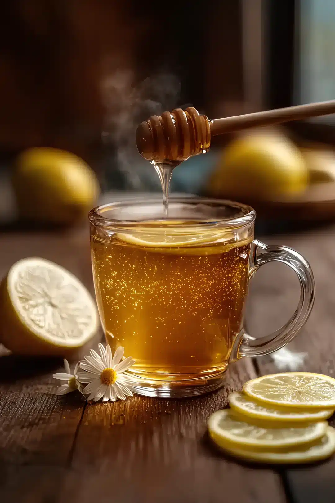 Warm honey lemon drink