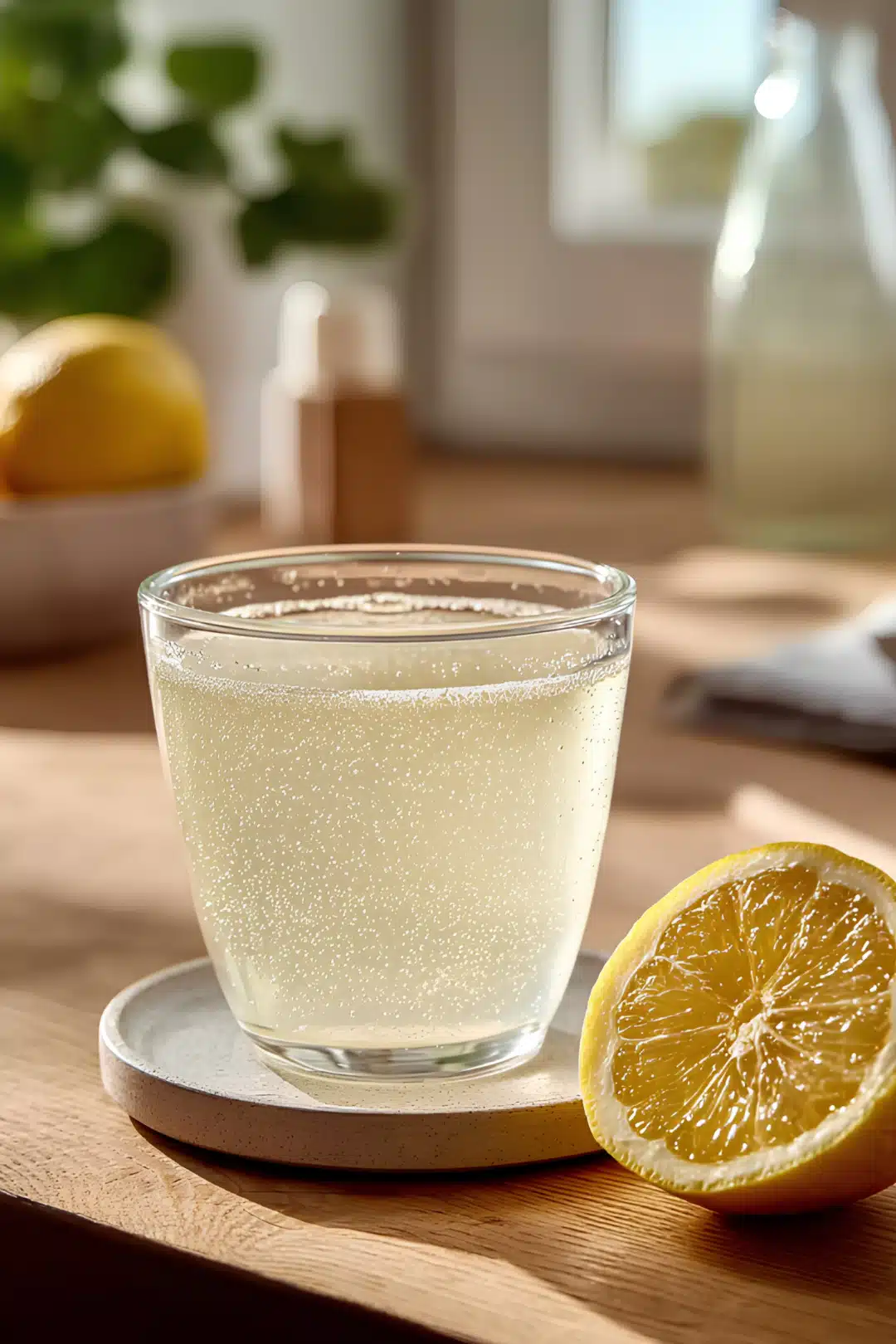 baking soda lemon fizz drink in glass